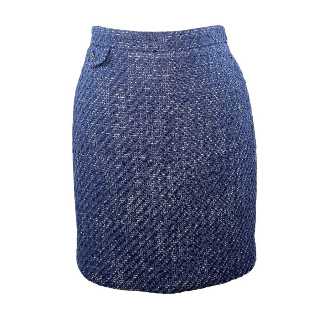 J.Crew No 2 Deepest Navy Straight & Pencil Skirt Tweed Classic Back Zip Size 6